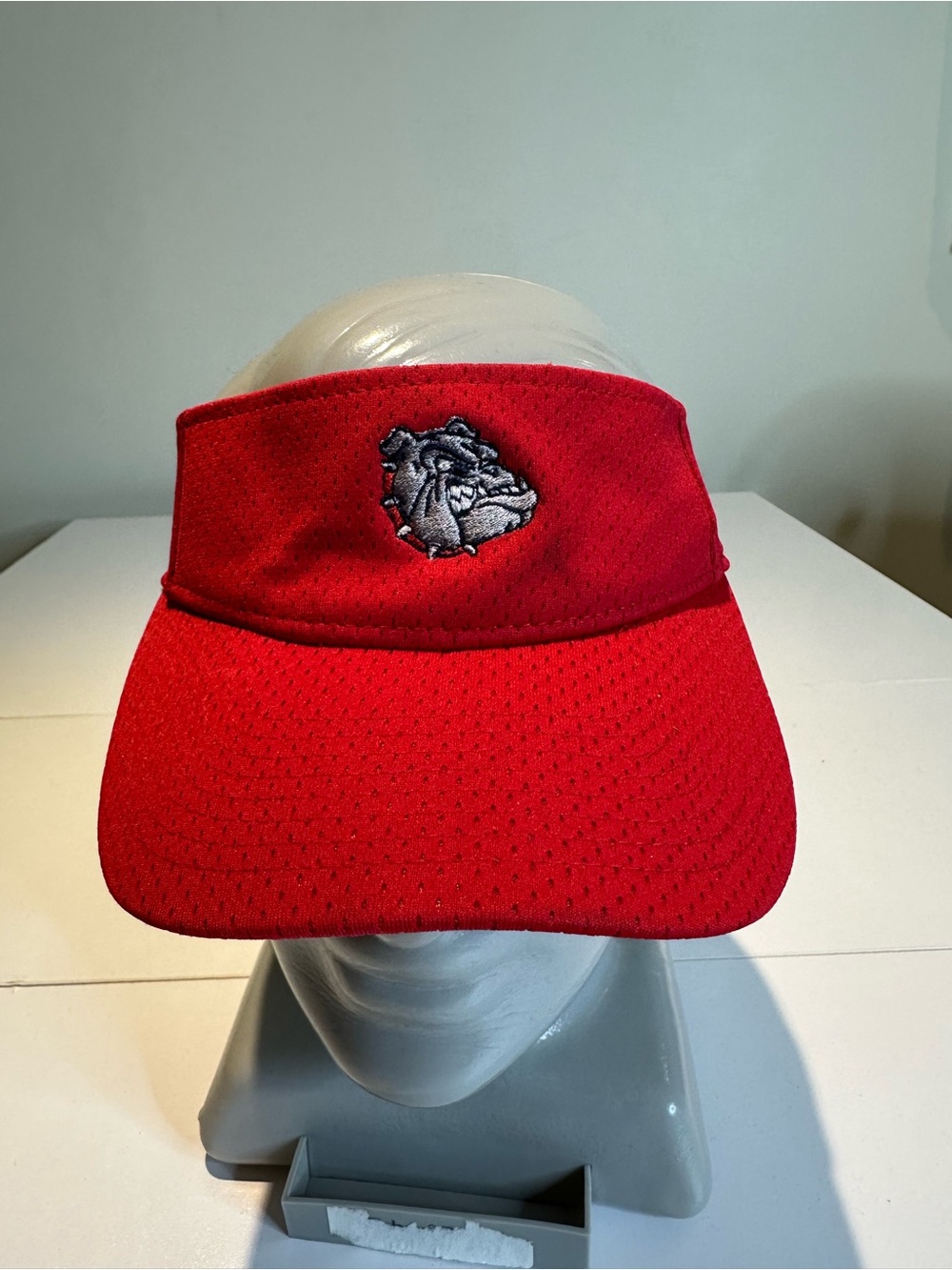 Augusta Sportswear Red Visor with Embroidered Bulldog Logo